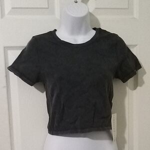 Orange Kiss Dark Blue Fitted Crop Top
